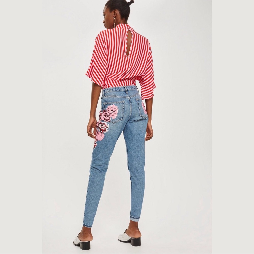NWT Topshop Floral High Waisted MOM Jeans - Picture 3 of 5